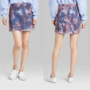 Wild Fable Women's A-Line Stretch Denim Tie Dye Mini Skirt Color Wash Size 0 NWT
